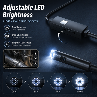 Endoscope Camera with Light,1920P HD Borescope Tools with 8 Adjustable LED Lights