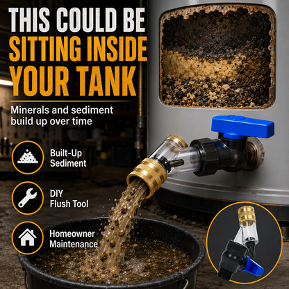 🚿 Water Heater Flush Tool – Remove Sediment Fast & Help Extend Tank Life Without a Plumber.