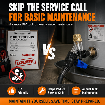 🚿 Water Heater Flush Tool – Remove Sediment Fast & Help Extend Tank Life Without a Plumber.