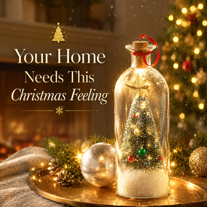 🎄 Christmas Glass Bottle Snow Globe Decor – Holiday Table Centerpiece & Cozy Home Atmosphere Ornament