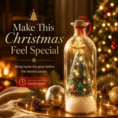 🎄 Christmas Glass Bottle Snow Globe Decor – Holiday Table Centerpiece & Cozy Home Atmosphere Ornament