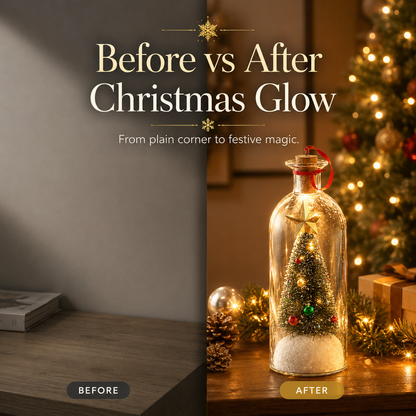 🎄 Christmas Glass Bottle Snow Globe Decor – Holiday Table Centerpiece & Cozy Home Atmosphere Ornament