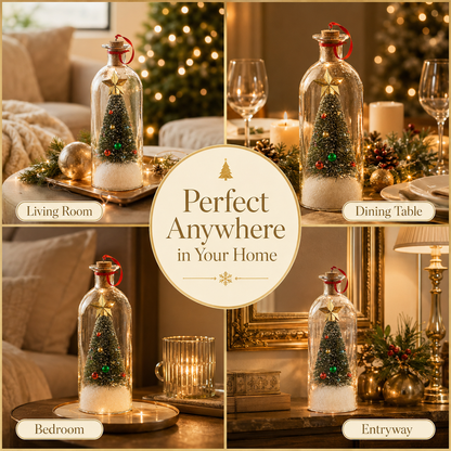 🎄 Christmas Glass Bottle Snow Globe Decor – Holiday Table Centerpiece & Cozy Home Atmosphere Ornament