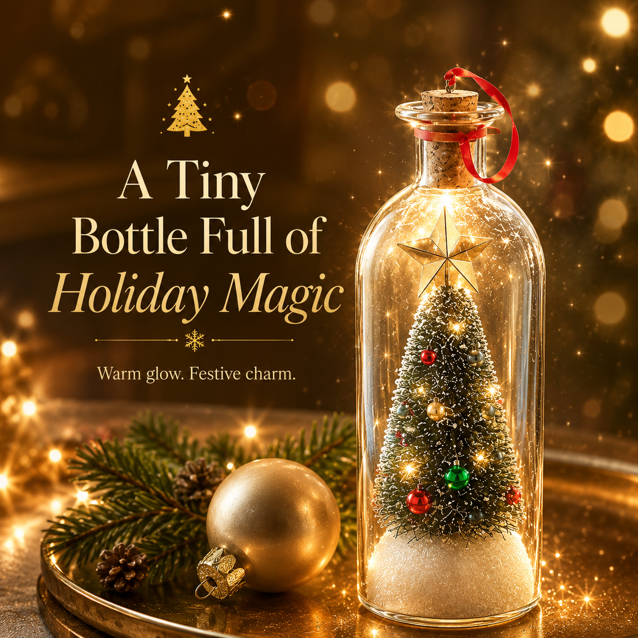 🎄 Christmas Glass Bottle Snow Globe Decor – Holiday Table Centerpiece & Cozy Home Atmosphere Ornament