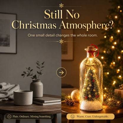 🎄 Christmas Glass Bottle Snow Globe Decor – Holiday Table Centerpiece & Cozy Home Atmosphere Ornament