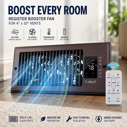 Register Booster Fan for 4” x 10” Vents | Quiet Airflow Booster