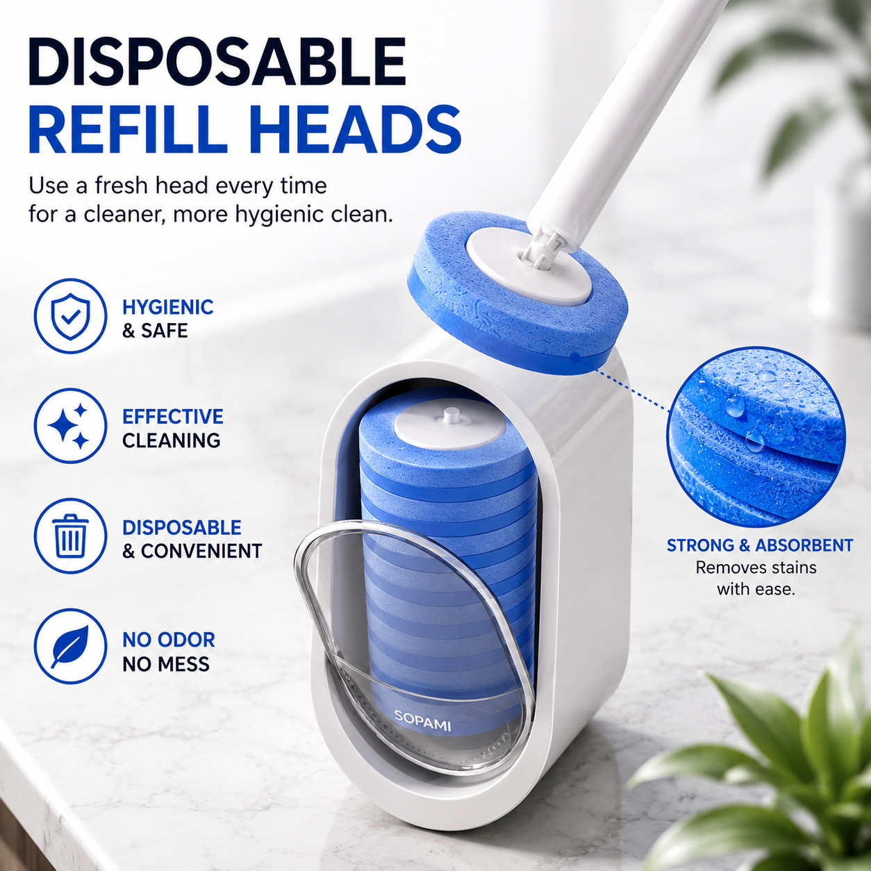 ✨SOPAMI Disposable Toilet Brush Kit | No-Touch Toilet Cleaner