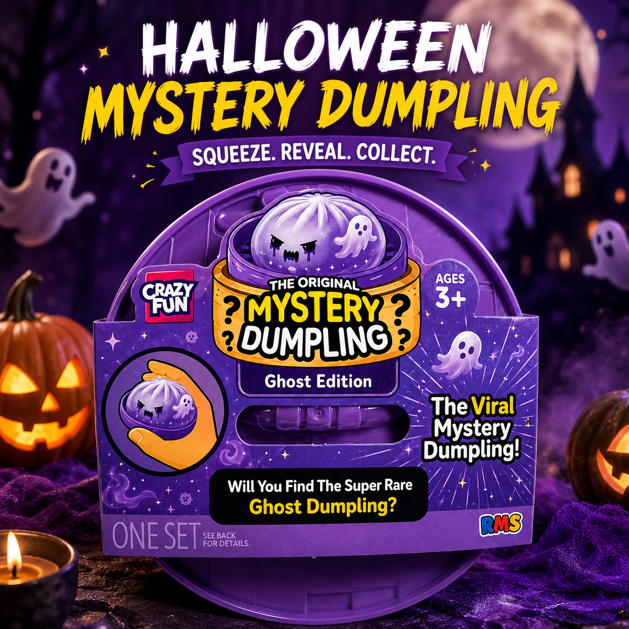 Halloween Mystery Dumpling Squishy Toy | Ghost Edition Surprise Capsule