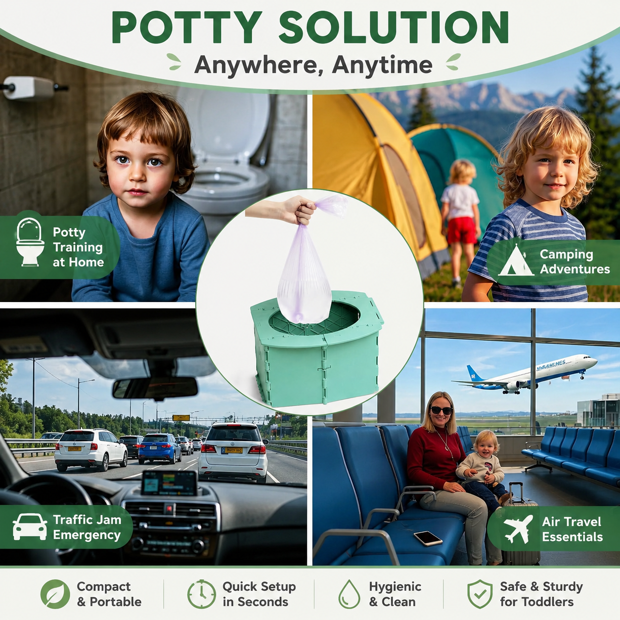 Portable Foldable Toddler Potty Seat for Travel & Camping