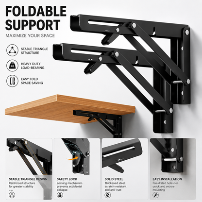 Heavy Duty Folding Shelf Brackets, 2 Pack