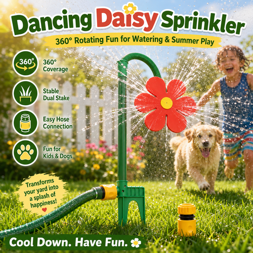 Crazy Dancing Daisy Sprinkler | 360° Rotating Garden Water Toy for Kids & Dogs