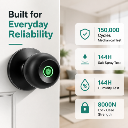 Smart Fingerprint Door Knob | Keyless Entry Lock with App & Backup Keys