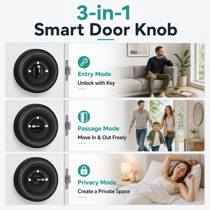 Smart Fingerprint Door Knob | Keyless Entry Lock with App & Backup Keys