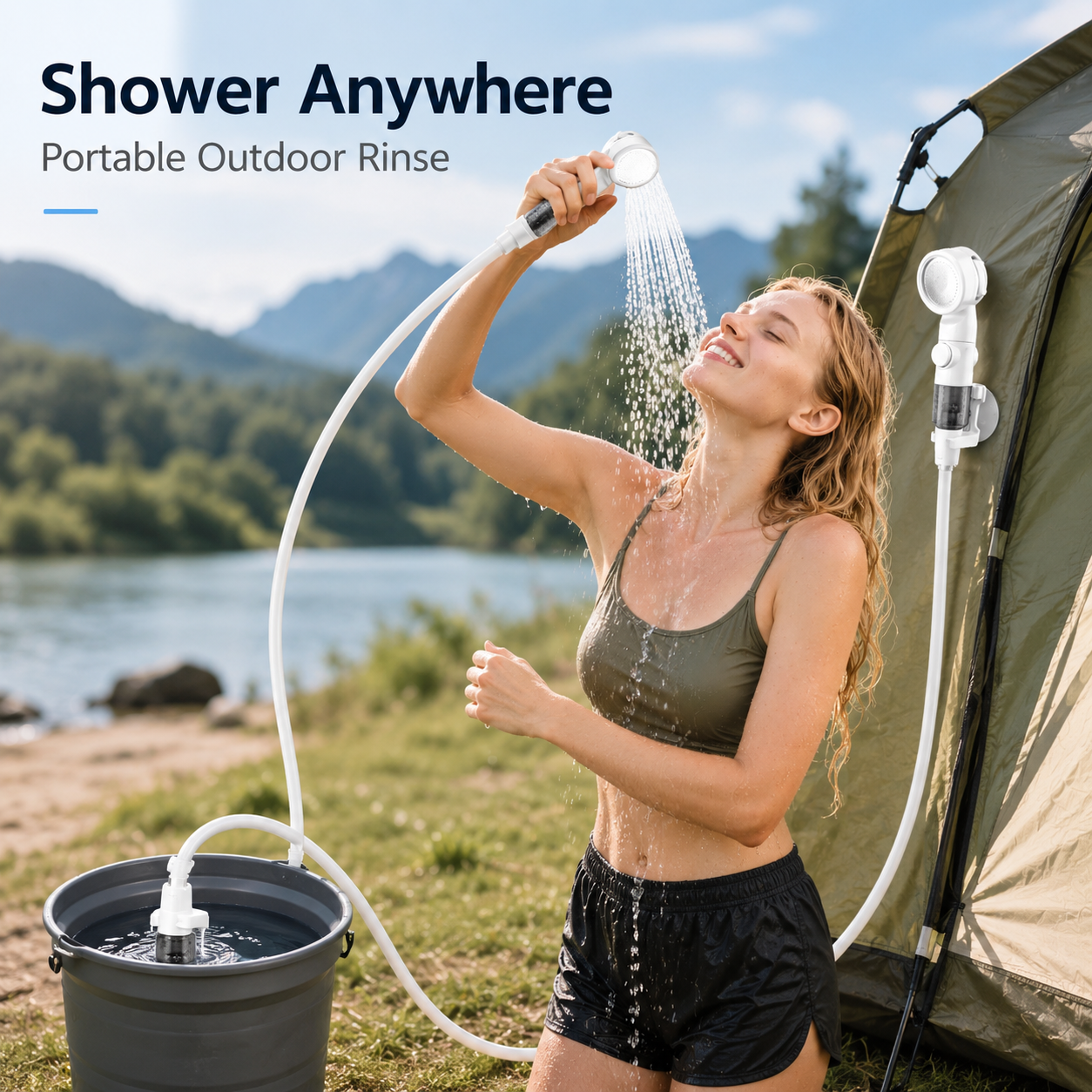 Portable Shower for Camping, Rechargeable Portable Camping Shower Pump