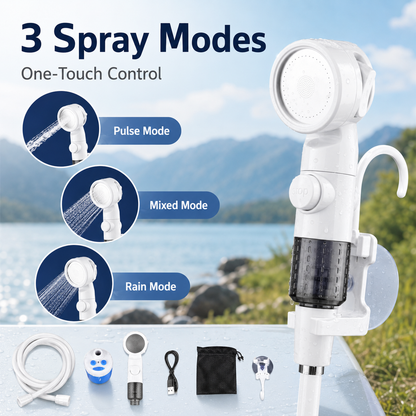 Portable Shower for Camping, Rechargeable Portable Camping Shower Pump