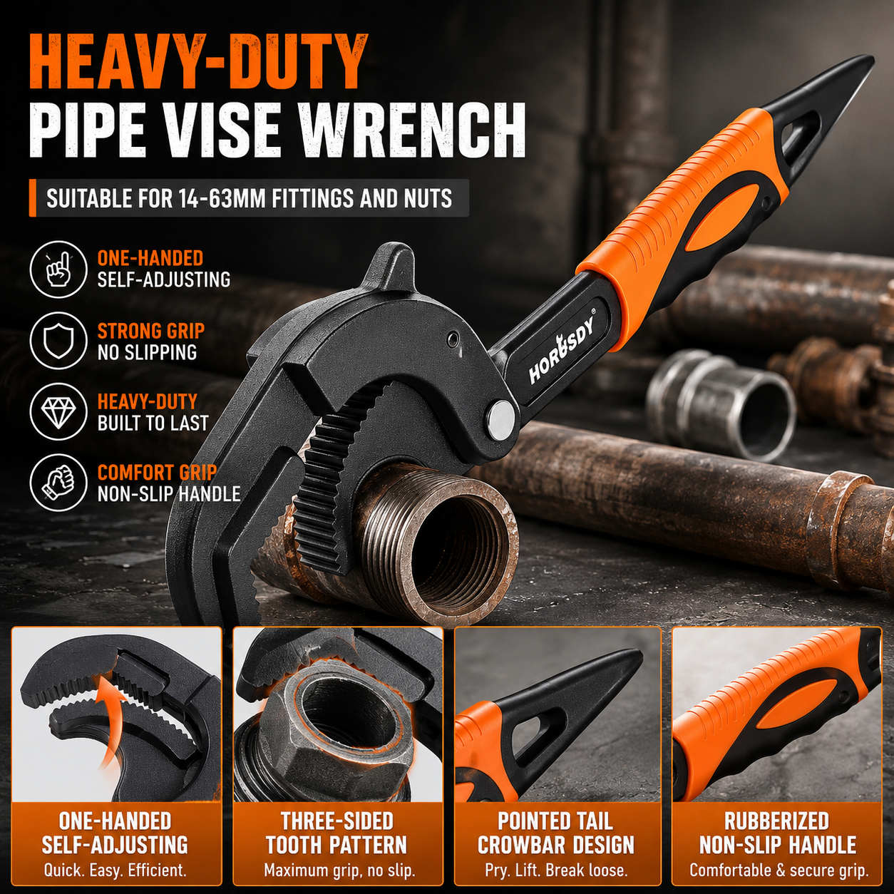 Heavy Duty Pipe Wrench Set