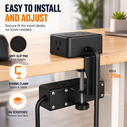 Clamp-On Power Strip ⚡ – 10 Ports, 70W Fast Charge, Zero Desk Clutter