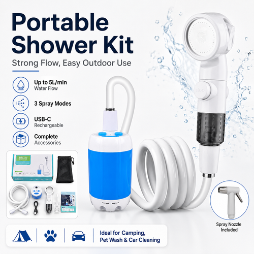 Portable Shower for Camping, Rechargeable Portable Camping Shower Pump
