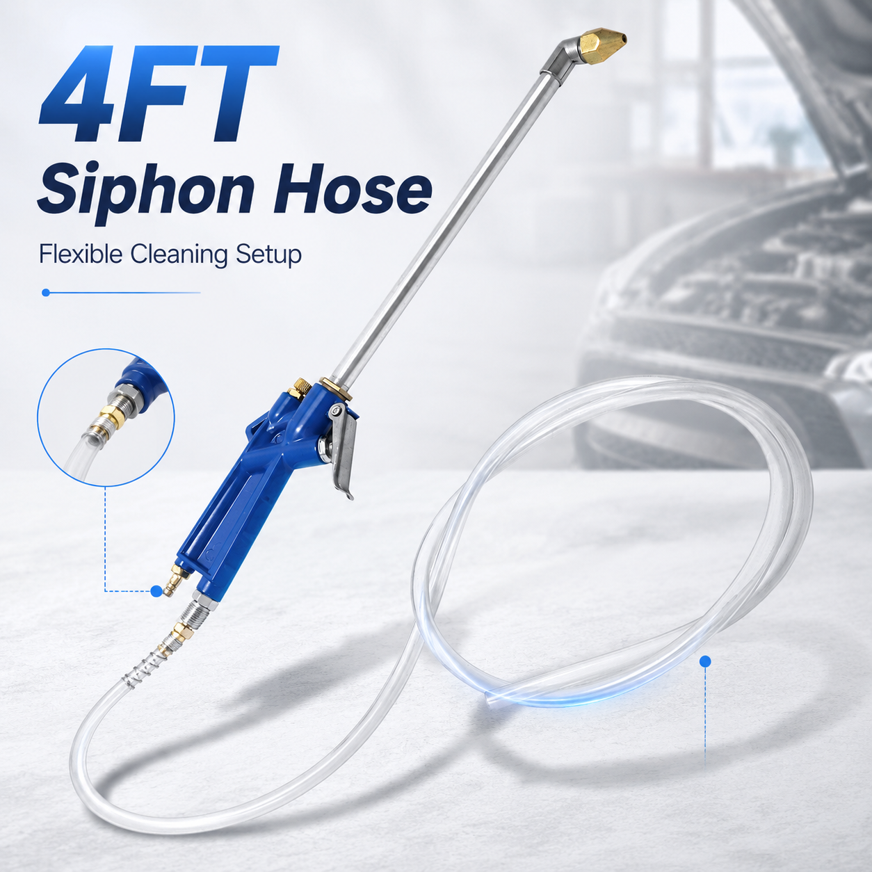 Air Blow Gun Pneumatic Engine Cleaning Gun with 4Ft Hose, Cleaning Degreaser Sprayer Tool