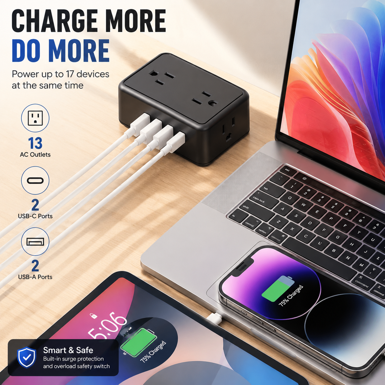 Clamp-On Power Strip ⚡ – 10 Ports, 70W Fast Charge, Zero Desk Clutter