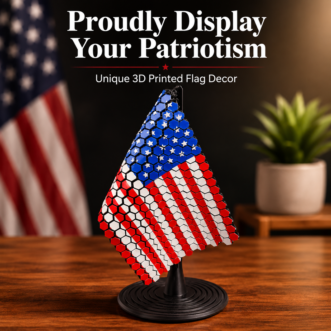 3D Printed American Flag Chain Mail Desk Decor