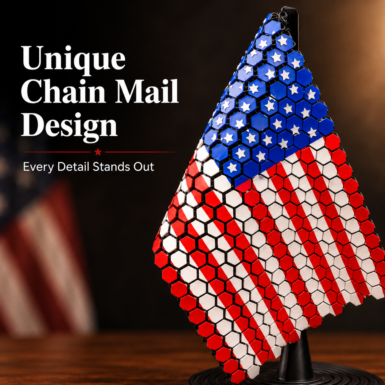 3D Printed American Flag Chain Mail Desk Decor