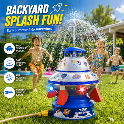 🚀 UFO Rocket Sprinkler Toy – 360° Spinning Splash Fun for Kids