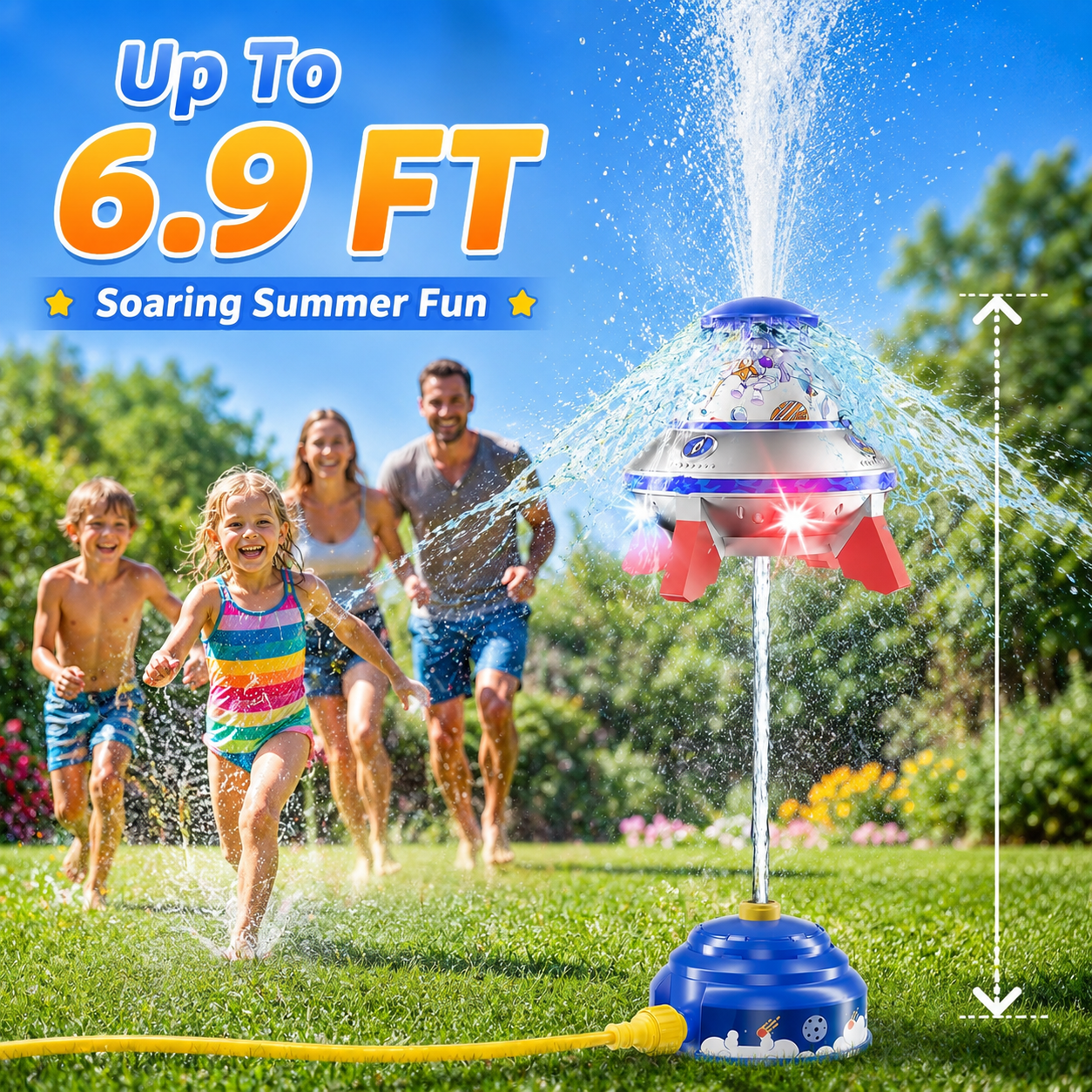 🚀 UFO Rocket Sprinkler Toy – 360° Spinning Splash Fun for Kids