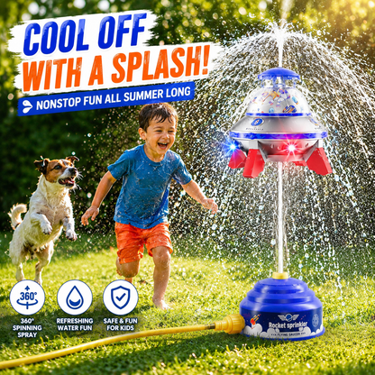 🚀 UFO Rocket Sprinkler Toy – 360° Spinning Splash Fun for Kids