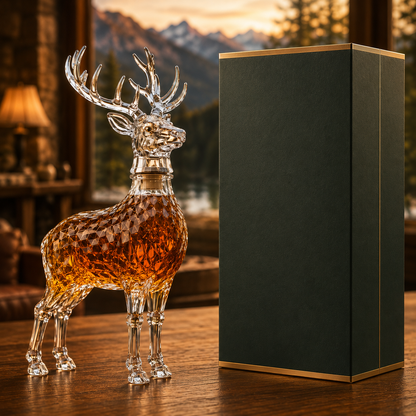 Luxury Stag Whiskey Decanter – Deer-Shaped Crystal Bourbon Bottle Gift