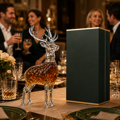 Luxury Stag Whiskey Decanter – Deer-Shaped Crystal Bourbon Bottle Gift