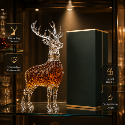 Luxury Stag Whiskey Decanter – Deer-Shaped Crystal Bourbon Bottle Gift