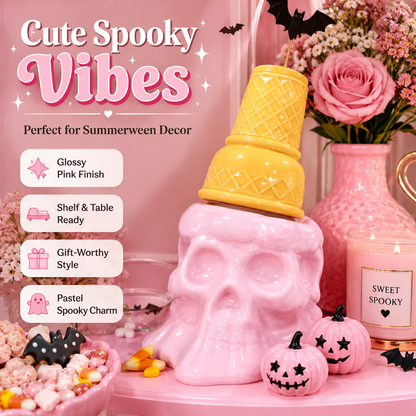Pink Skull Ice Cream Decor – Cute Summerween Halloween Ornament