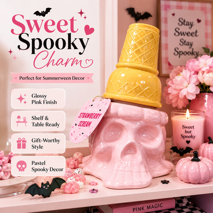 Pink Skull Ice Cream Decor – Cute Summerween Halloween Ornament