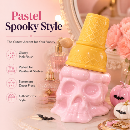 Pink Skull Ice Cream Decor – Cute Summerween Halloween Ornament