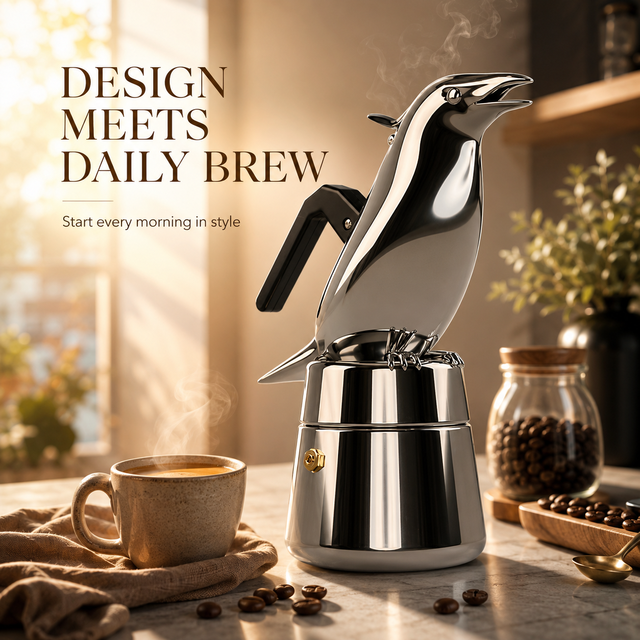 Crow-Shaped Moka Pot