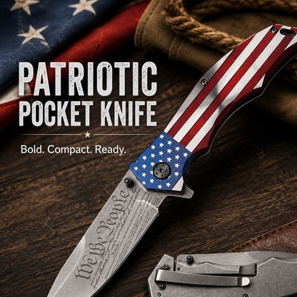 USA Patriotic Folding Pocket Knife MX-A849CL 5" Closed 3.75" 3MM BLADE, USA Flag Knife