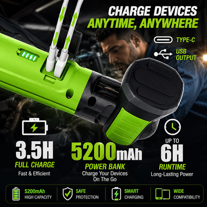 3000LM Rechargeable Magnetic Work Light with Hook & Power Bank