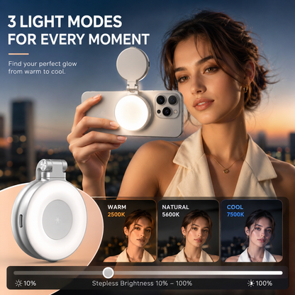 3-in-1 Magnetic Selfie Light with Mirror | Portable Phone Fill Light