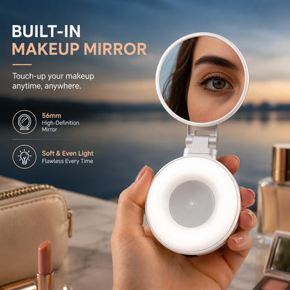 3-in-1 Magnetic Selfie Light with Mirror | Portable Phone Fill Light