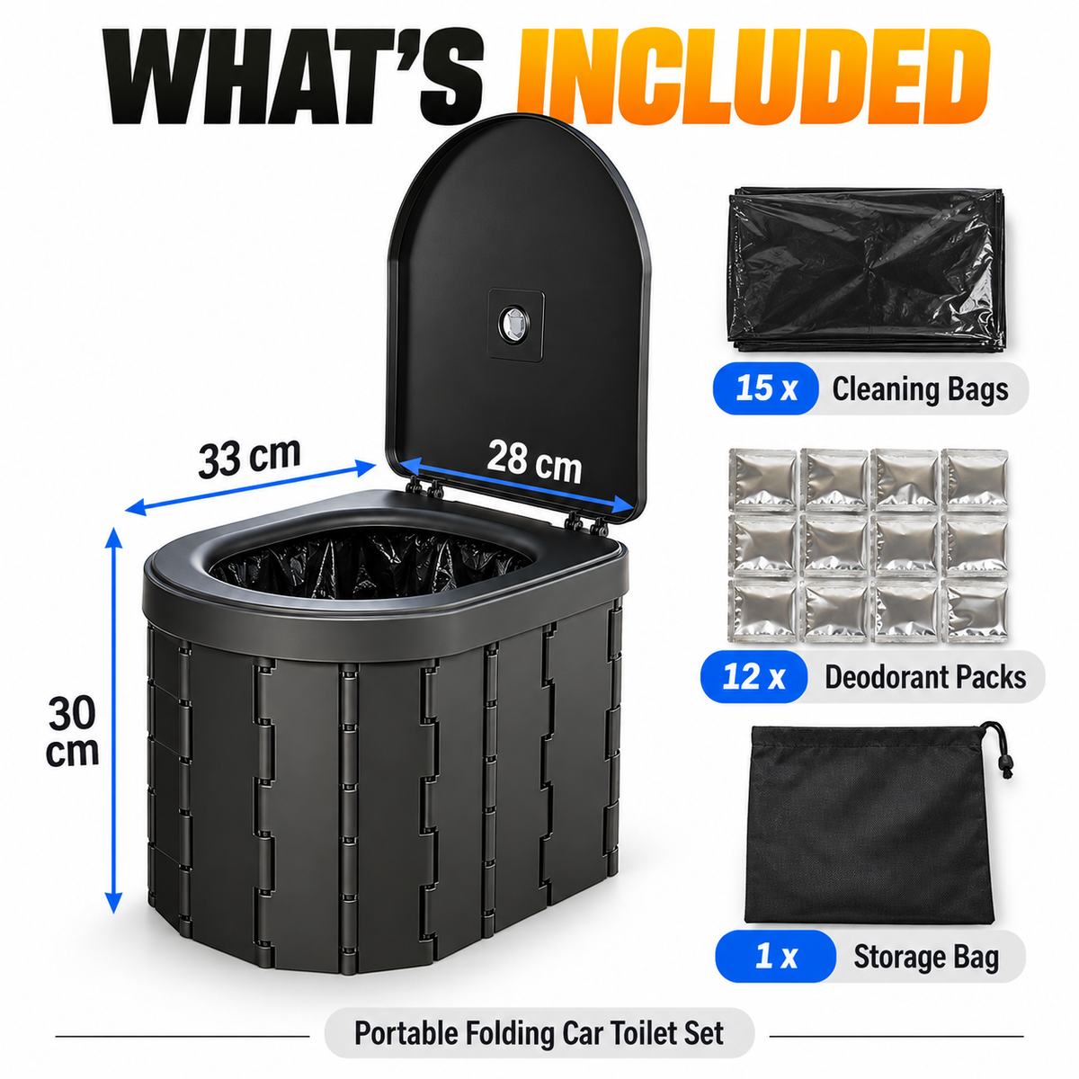 🚗 Portable Folding Car Toilet – Compact Travel & Camping Emergency Toilet