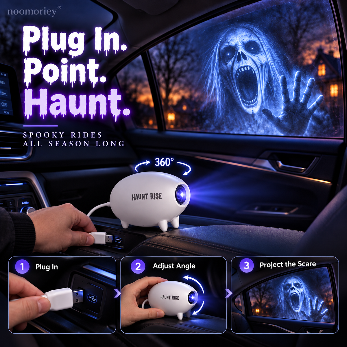 🎃 Halloween Window Projector – 16 Spooky Films, USB-Powered Holiday Decor