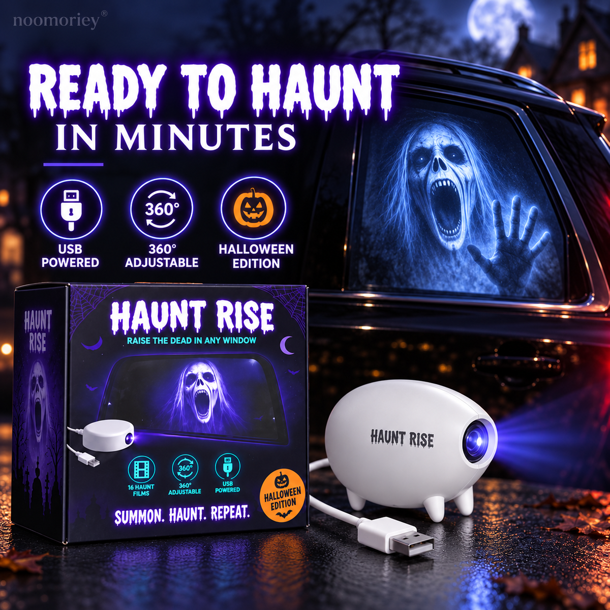 👻 ANIMATED HALLOWEEN PROJECTOR | 16 Spooky Projection Films for Windows, Walls & Party Decor