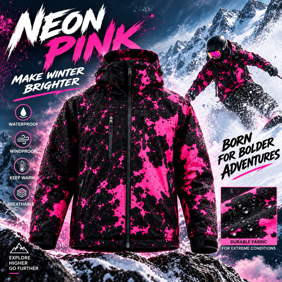 ❄️ Weather-Reactive Snow & Moisture Color-Changing Insulated Winter Ski Jacket 🏂