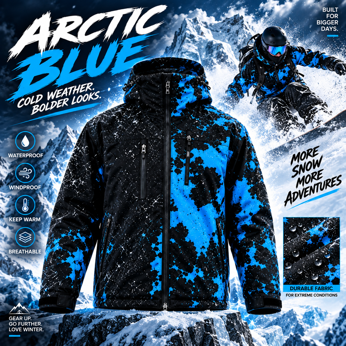 ❄️ Weather-Reactive Snow & Moisture Color-Changing Insulated Winter Ski Jacket 🏂