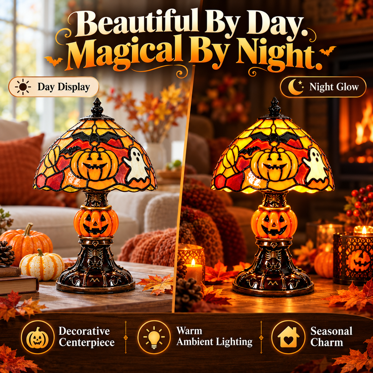 🕯️ 50% OFF! Cozy Halloween Pumpkin & Ghost Table Lamp with Warm Glow