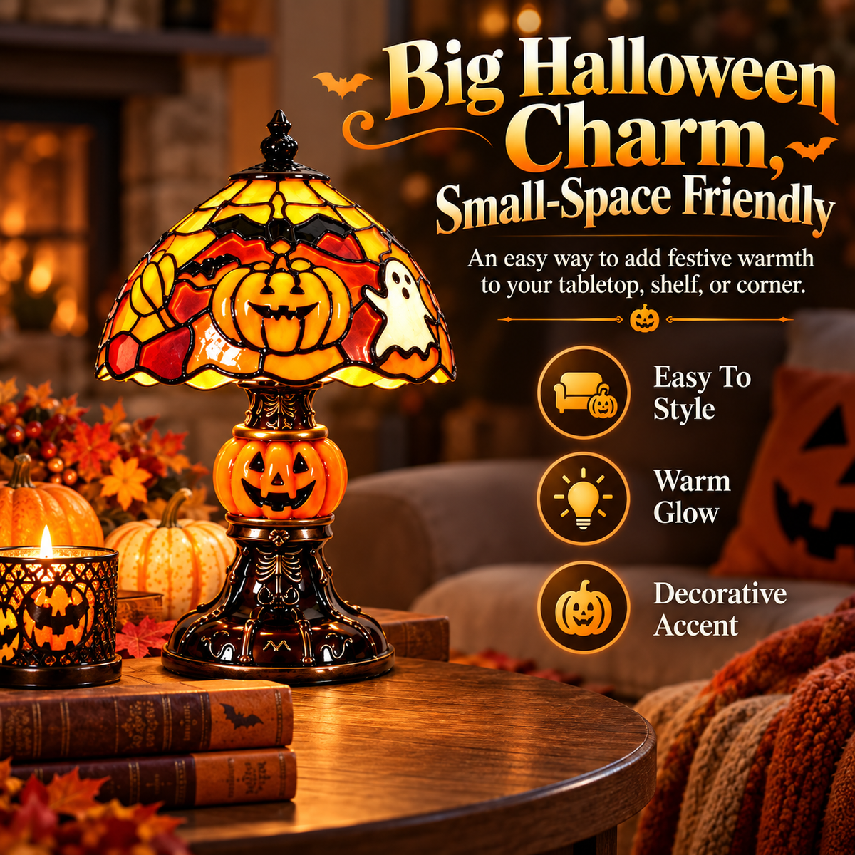 🕯️ 50% OFF! Cozy Halloween Pumpkin & Ghost Table Lamp with Warm Glow