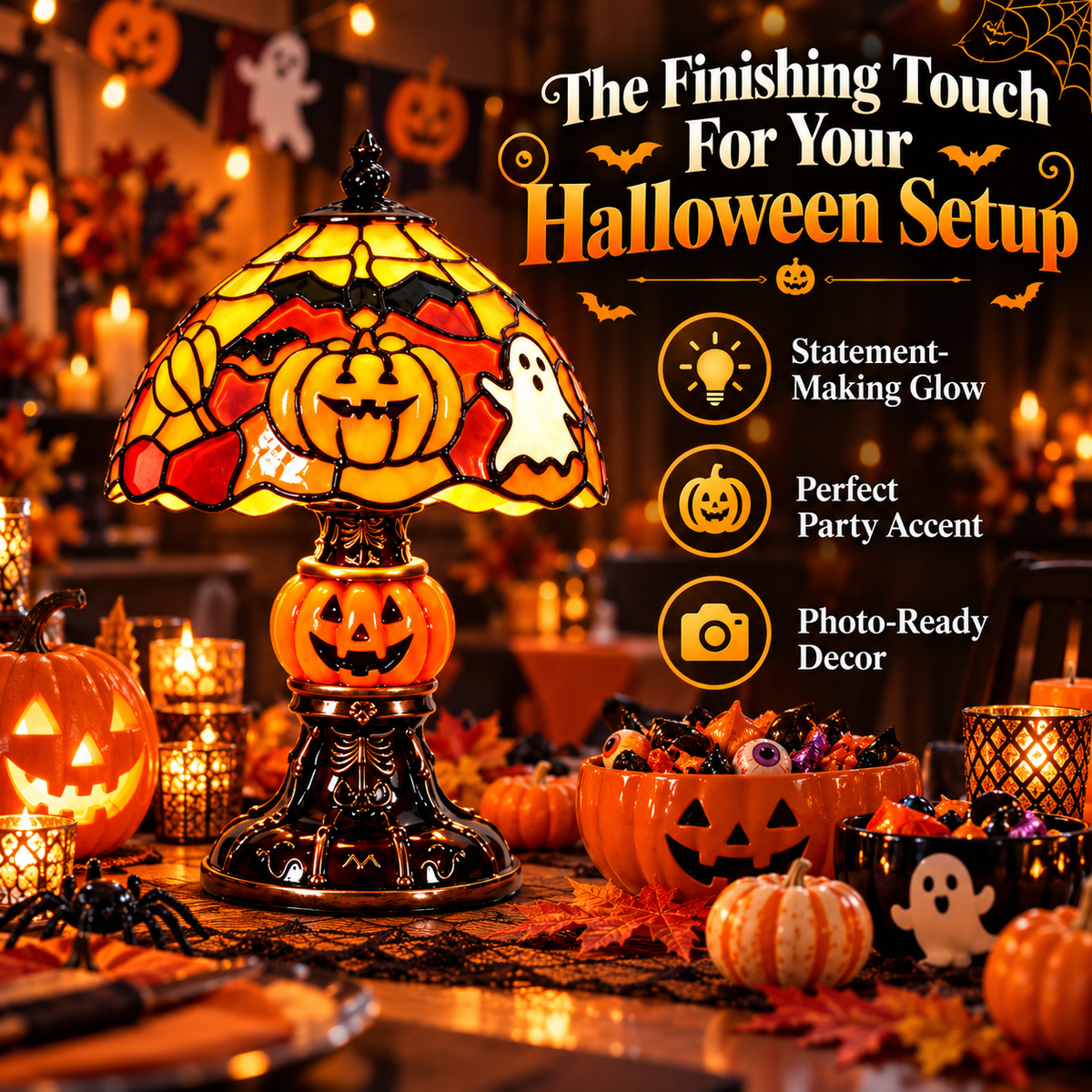 🕯️ 50% OFF! Cozy Halloween Pumpkin & Ghost Table Lamp with Warm Glow