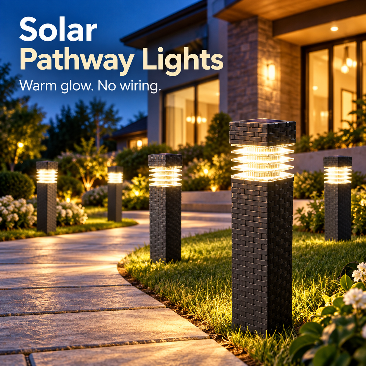 🌞 Solar Garden Pathway Lights – No Wires, Automatic Night Glow ✨