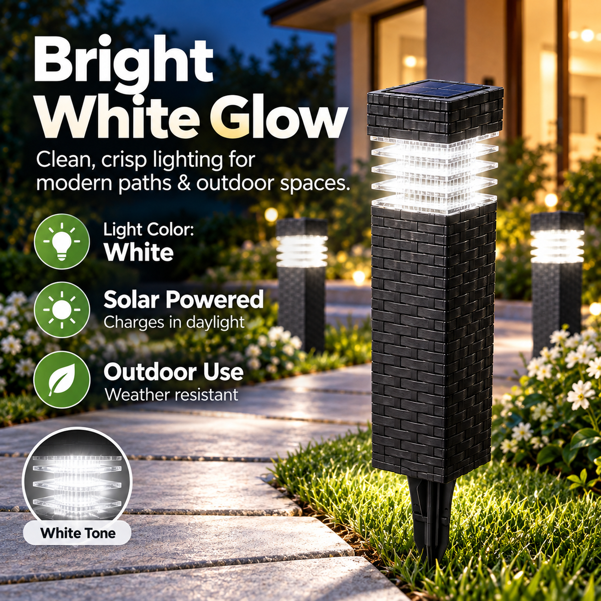 🌞 Solar Garden Pathway Lights – No Wires, Automatic Night Glow ✨